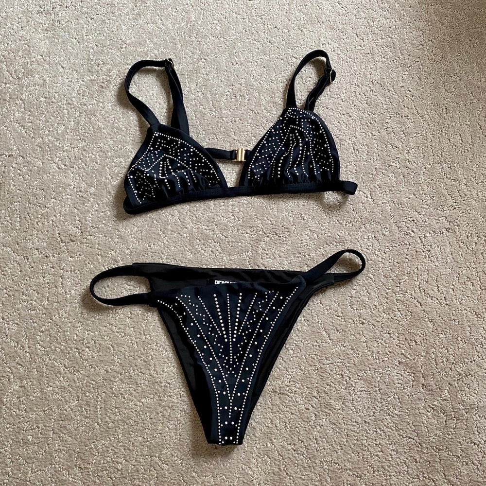 Beach Riot Black Bikini with Silver Accents